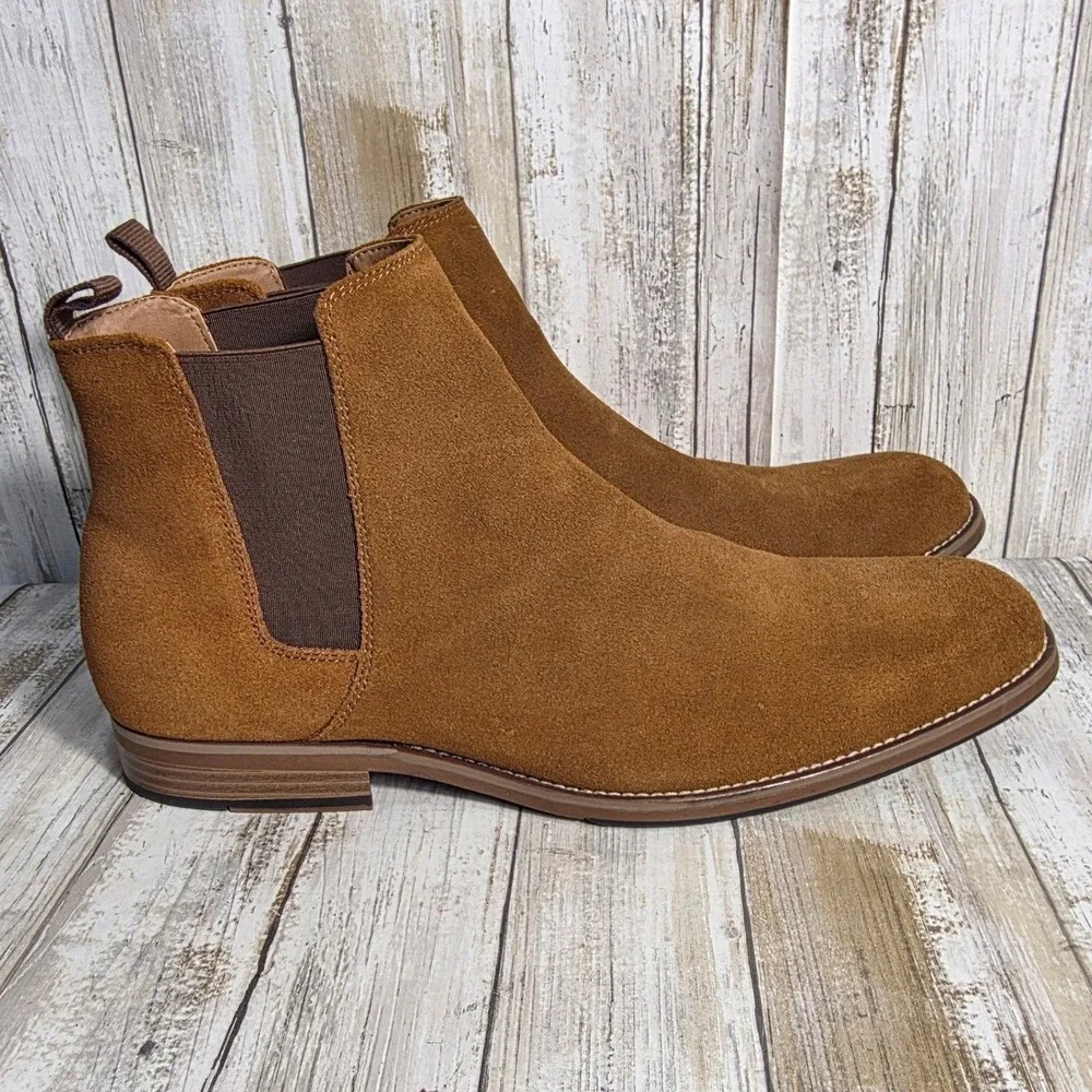 Sonoma Suede Chelsea Style Boots Mens 13 Brown Casual Pull On Ankle Boots